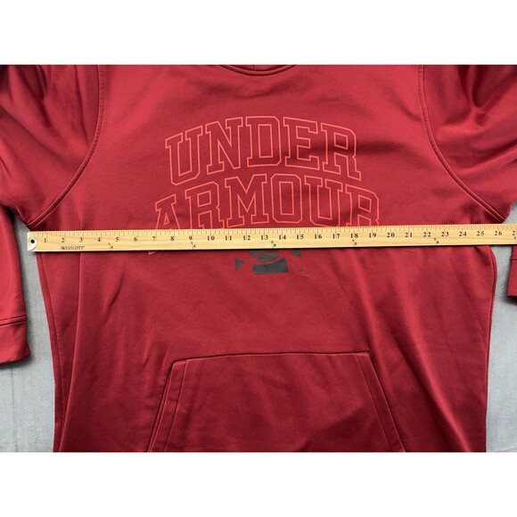 Under Armour Hoodie Mens 2XL Red Loose Fit Pullover Sweatshirt Spell Out Fleece - Picture 5 of 8